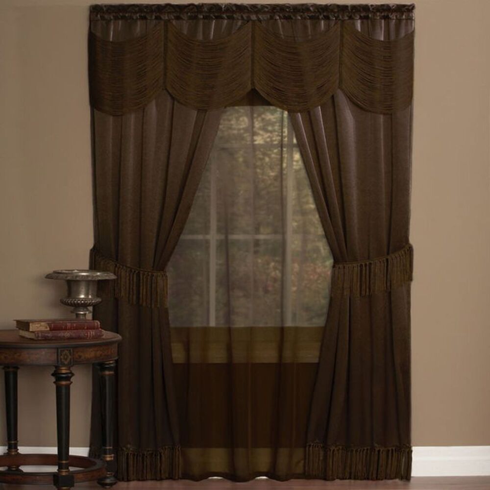 Rhine 6 Piece Window Curtain Set - 56x84 - Chocolate